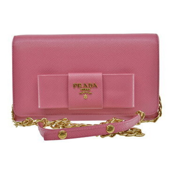 Prada long Wallet pink leather Shoulder Bag chain - Picture 1 of 3